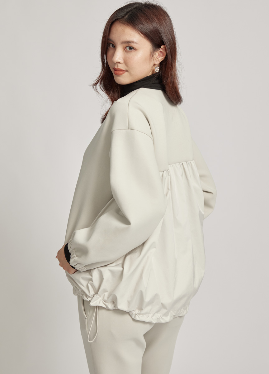 圓領太空棉異素材後拼接外套